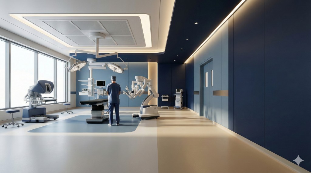 最先端の医療設備が整った病院の手術室